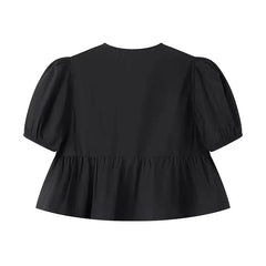 Women's Blouse XS-L Puffed Sleeves T-Shirts