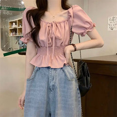 Women's Crop Top Corset S-XL Blouse T-Shirts