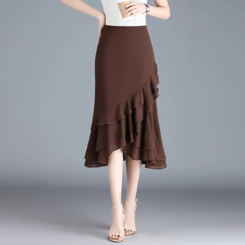 Women's Irregular Chiffon Fishtail Skirts (Midi)