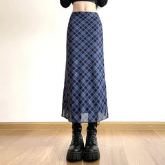 Women's Plaid Preppy Chiffon Skirts (Long)